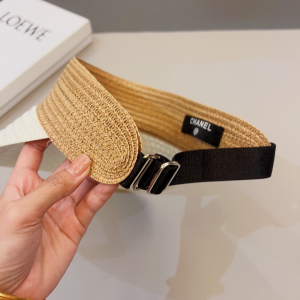 Chanel CC Raffia Visor Hat White