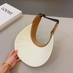 Chanel CC Raffia Visor Hat White