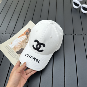 Chanel CC White Canvas Baseball Cap Hat