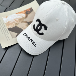 Chanel CC White Canvas Baseball Cap Hat