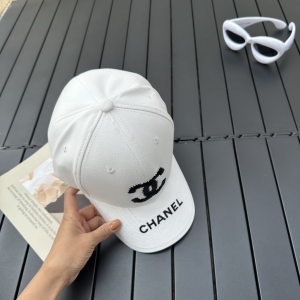 Chanel CC White Canvas Baseball Cap Hat