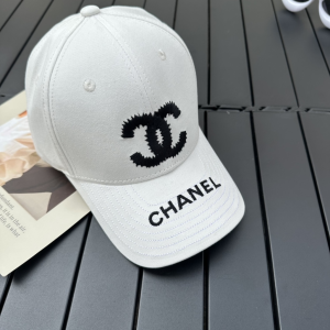 Chanel CC White Canvas Baseball Cap Hat