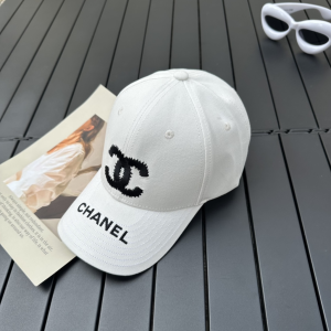 Chanel CC White Canvas Baseball Cap Hat