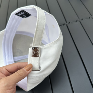 Chanel CC White Canvas Baseball Cap Hat