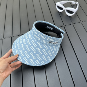 Miu Miu Denim Blue Canvas Visor Cap Hat