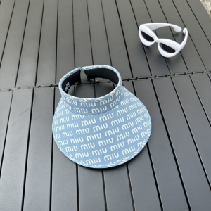 Miu Miu Denim Blue Canvas Visor Cap Hat