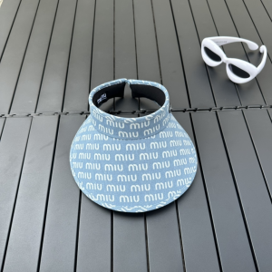 Miu Miu Denim Blue Canvas Visor Cap Hat