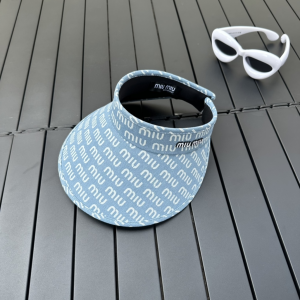 Miu Miu Denim Blue Canvas Visor Cap Hat