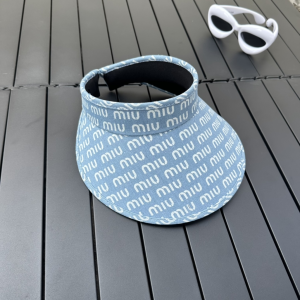 Miu Miu Denim Blue Canvas Visor Cap Hat