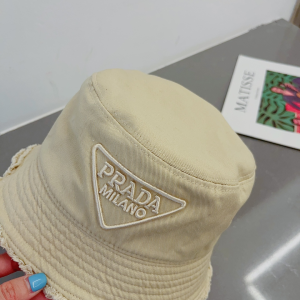 Prada Beige Canvas Bucket Hat