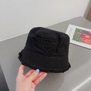 Prada Black Canvas Bucket Hat