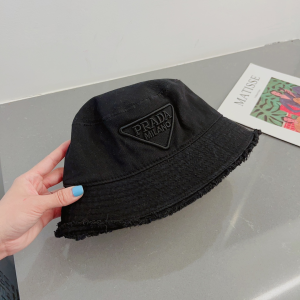 Prada Black Canvas Bucket Hat
