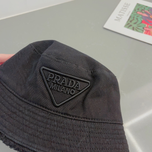 Prada Black Canvas Bucket Hat