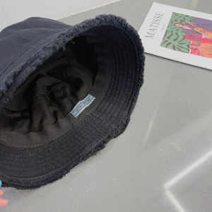 Prada Black Canvas Bucket Hat