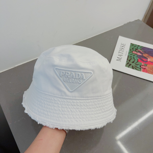 Prada White Canvas Bucket Hat