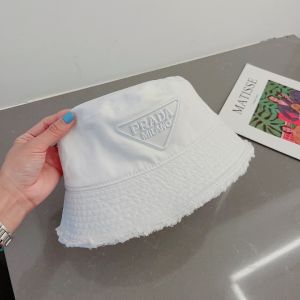 Prada White Canvas Bucket Hat