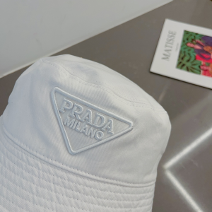 Prada White Canvas Bucket Hat