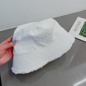 Prada White Canvas Bucket Hat