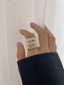 Chanel Crystal CC Square Rings