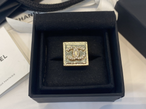 Chanel Crystal CC Square Rings