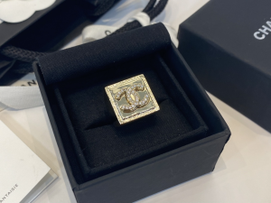 Chanel Crystal CC Square Rings
