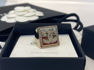 Chanel Crystal CC Square Rings