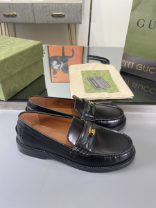 Gucci Black Leather Loafers 35TO42