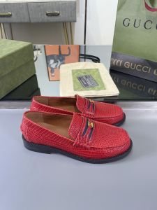 Gucci Red Leather Loafers 35TO42