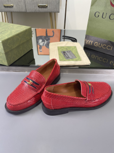 Gucci Red Leather Loafers 35TO42