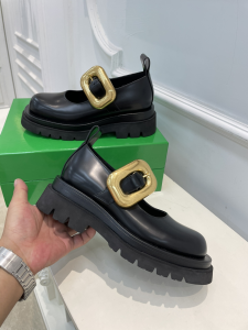 Bottega Veneta Lug Mary Jane Flats Black Brushed Leather 35TO41 Bottega Veneta Lug Mary Jane Flats Black Brushed Leather 35TO41