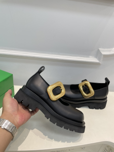 Bottega Veneta Lug Mary Jane Flats Black Brushed Leather 35TO41 Bottega Veneta Lug Mary Jane Flats Black Brushed Leather 35TO41