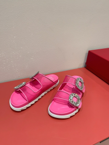 Roger Vivier Slidy Viv Strass Buckle Pink Mesh Mules Sandal 35TO41 Roger Vivier Slidy Viv Strass Buckle Pink Mesh Mules Sandal 35TO41