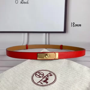 Hermes Kelly 18 Leather Belt Red 18MM