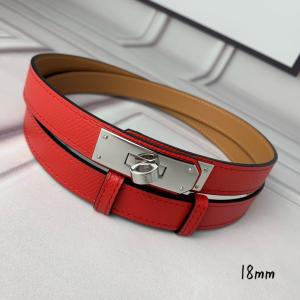 Hermes Kelly 18 Leather Belt Red 18MM