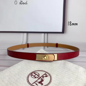 Hermes Kelly 18 Leather Belt Red 18MM