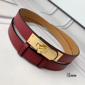 Hermes Kelly 18 Leather Belt Red 18MM
