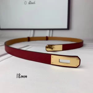 Hermes Kelly 18 Leather Belt Red 18MM