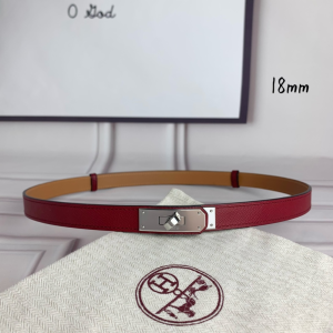 Hermes Kelly 18 Leather Belt Red 18MM