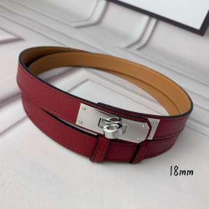Hermes Kelly 18 Leather Belt Red 18MM