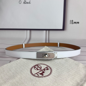 Hermes Kelly 18 Leather Belt White 18MM