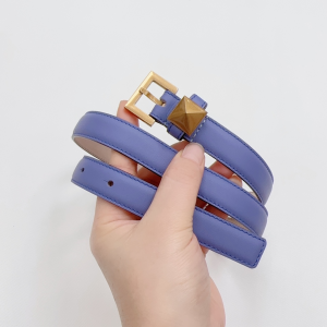 Valentino One Stud Leather Belt Blue 20MM