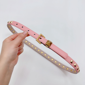 Valentino One Stud Leather Belt Pink 20MM