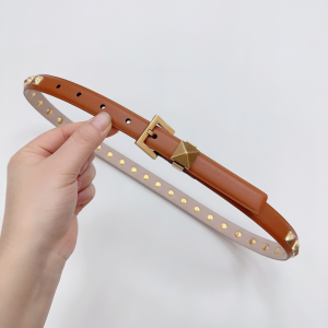 Valentino One Stud Leather Belt Tan 20MM