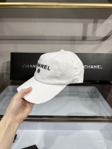 Chanel White Canvas Baseball Cap Hat