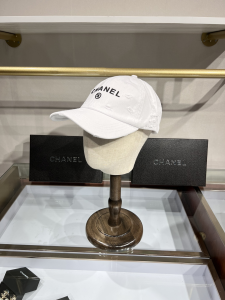 Chanel White Canvas Baseball Cap Hat