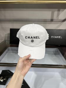 Chanel White Canvas Baseball Cap Hat