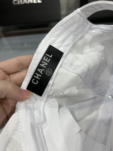 Chanel White Canvas Baseball Cap Hat