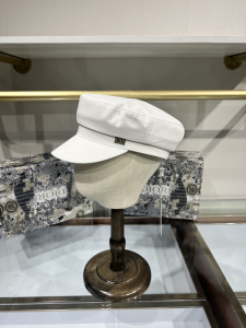 Dior Newsboy White Canvas Cap Hat