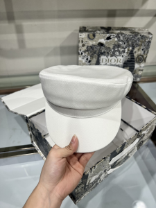 Dior Newsboy White Canvas Cap Hat
