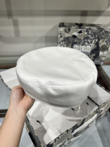 Dior Newsboy White Canvas Cap Hat